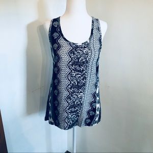 Acemi Boho Style Tank Black White Patterned